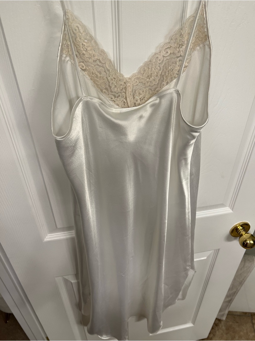 Silky Cream Lace-Trim Slip Chemise - Picture 6 of 6